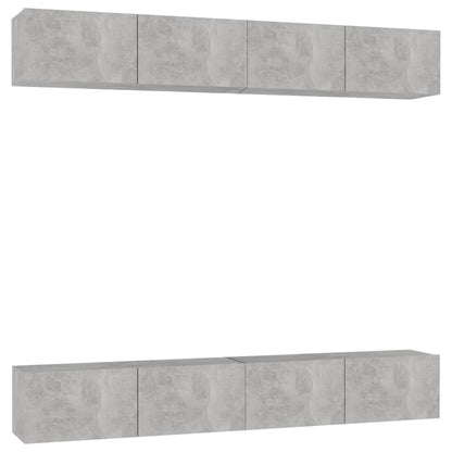 vidaXL Meubles TV 4 pcs Gris béton 100x30x30 cm Aggloméré