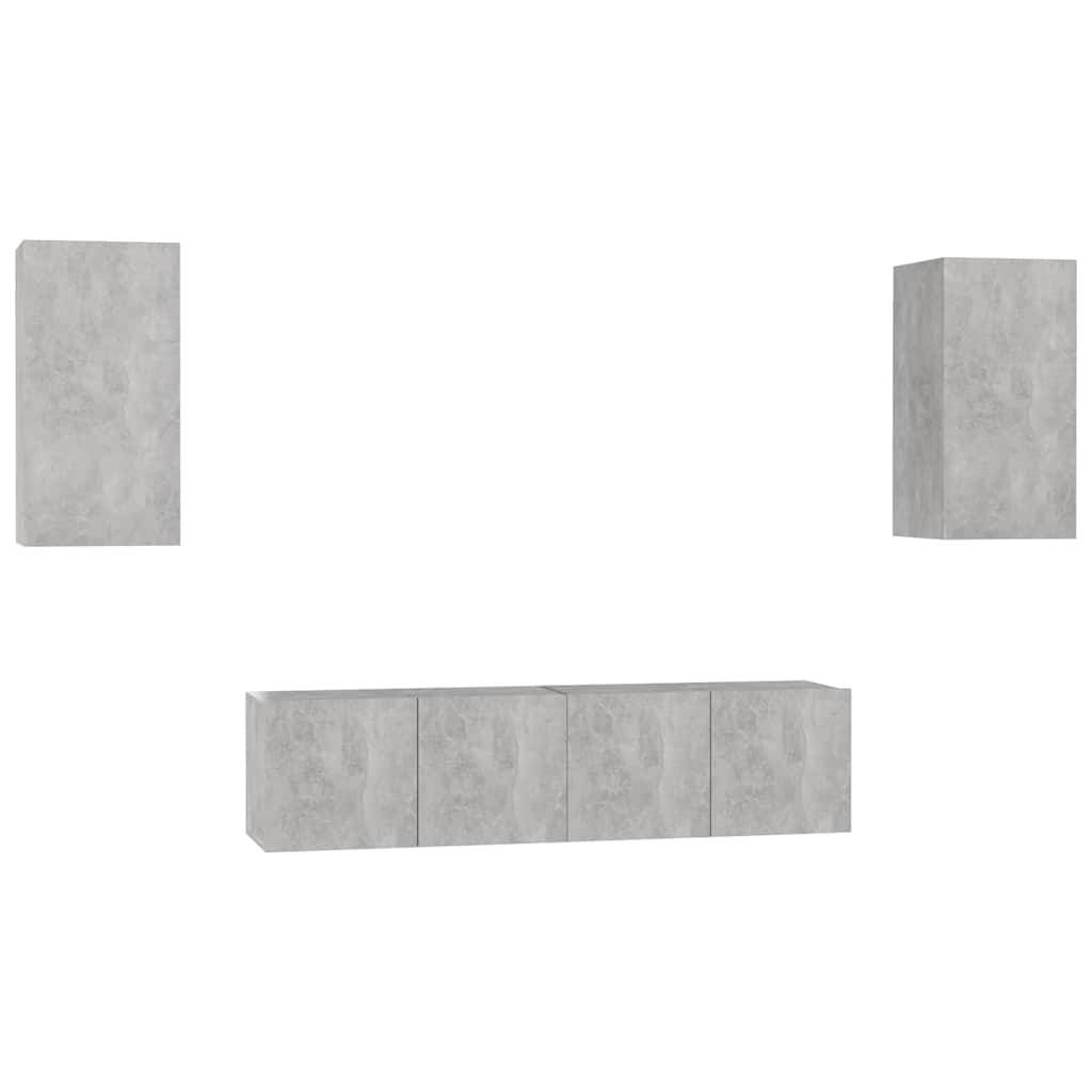 vidaXL Meuble TV 4 pcs Gris béton Aggloméré
