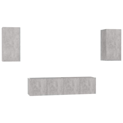 vidaXL Meuble TV 4 pcs Gris béton Aggloméré