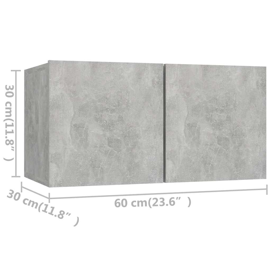vidaXL Meuble TV 4 pcs Gris béton Aggloméré