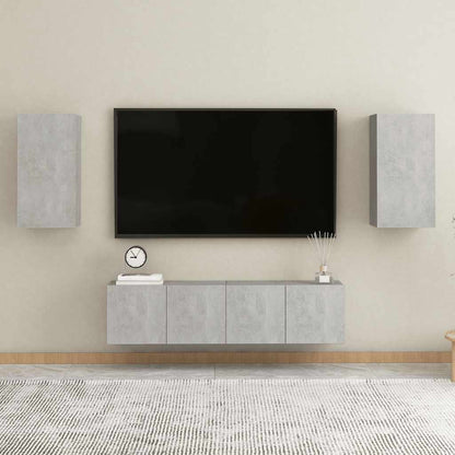 vidaXL Meuble TV 4 pcs Gris béton Aggloméré