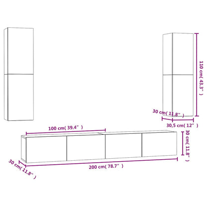 vidaXL Meuble TV 4 pcs Gris béton Aggloméré
