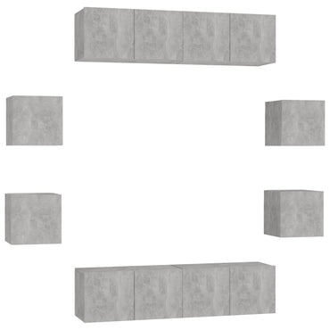 vidaXL Meuble TV 8 pcs Gris béton Aggloméré