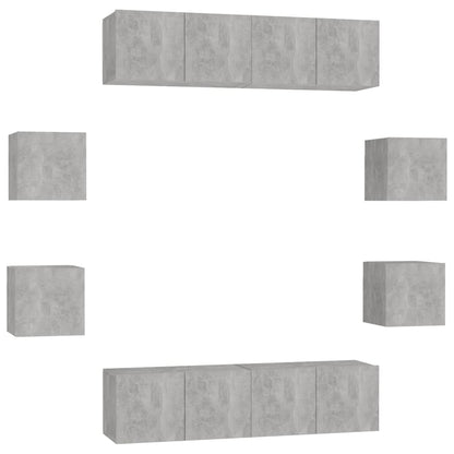 vidaXL Meuble TV 8 pcs Gris béton Aggloméré