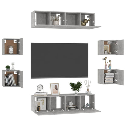 vidaXL Meuble TV 8 pcs Gris béton Aggloméré