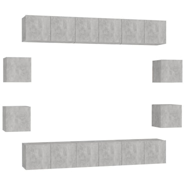 vidaXL Meuble TV 10 pcs Gris béton Bois d'ingénierie