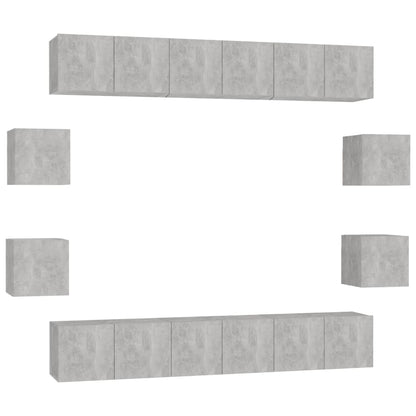 vidaXL Meuble TV 10 pcs Gris béton Bois d'ingénierie