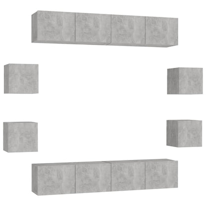 vidaXL Meuble TV 8 pcs Gris béton Aggloméré