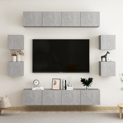 vidaXL Meuble TV 8 pcs Gris béton Aggloméré