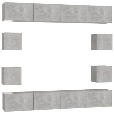 vidaXL Meuble TV 8 pcs Gris béton Aggloméré