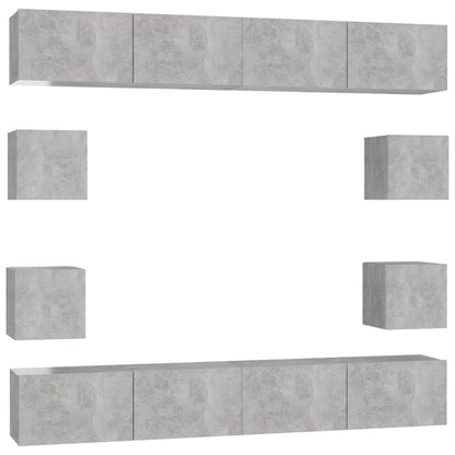 vidaXL 8-tlg. TV-Schrank-Set Betongrau Holzwerkstoff