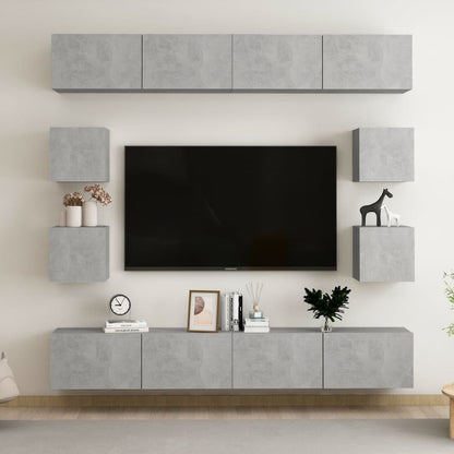 vidaXL 8-tlg. TV-Schrank-Set Betongrau Holzwerkstoff