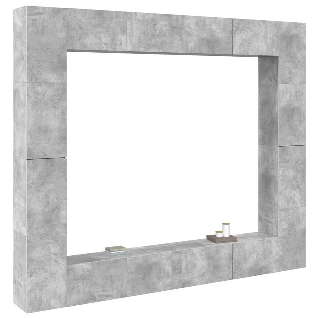 vidaXL Meuble TV 8 pcs Gris béton Aggloméré