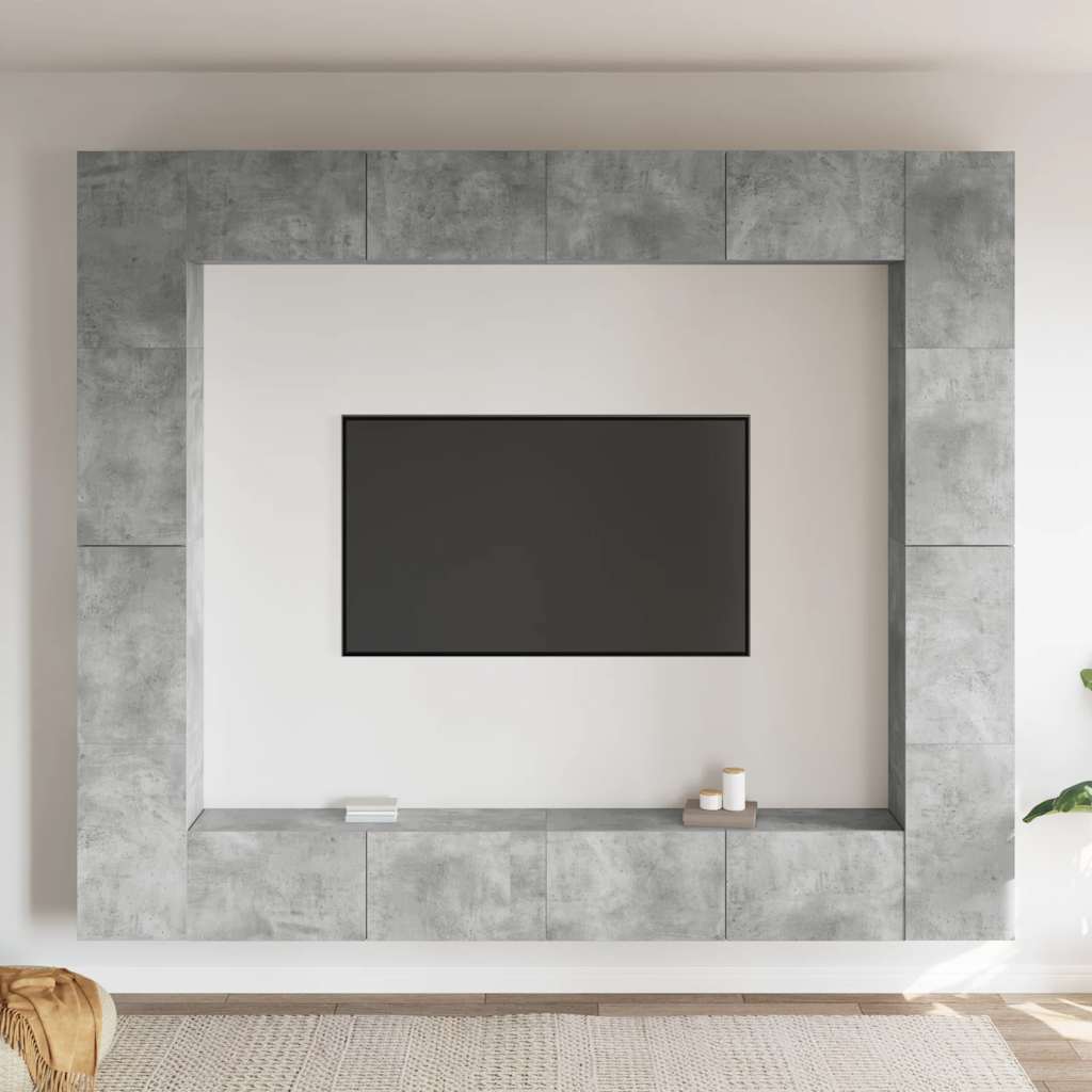 vidaXL Meuble TV 8 pcs Gris béton Aggloméré