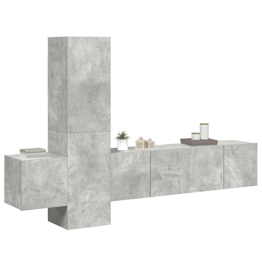 vidaXL Meuble TV 5 pcs Gris béton Aggloméré