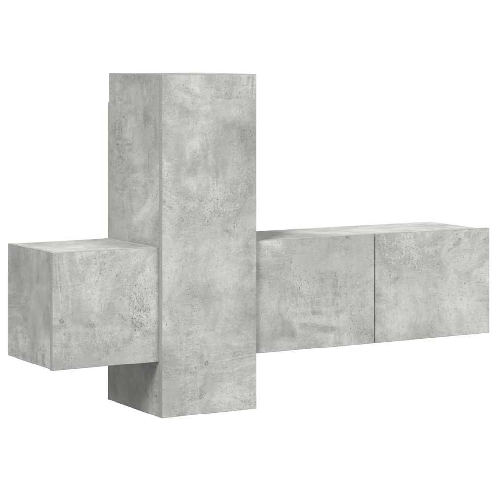 vidaXL Meuble TV 3 pcs. Gris béton Bois d'ingénierie