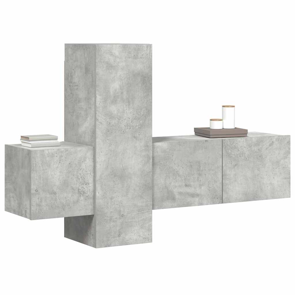 vidaXL Meuble TV 3 pcs. Gris béton Bois d'ingénierie