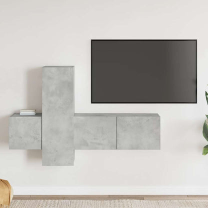 vidaXL Meuble TV 3 pcs. Gris béton Bois d'ingénierie