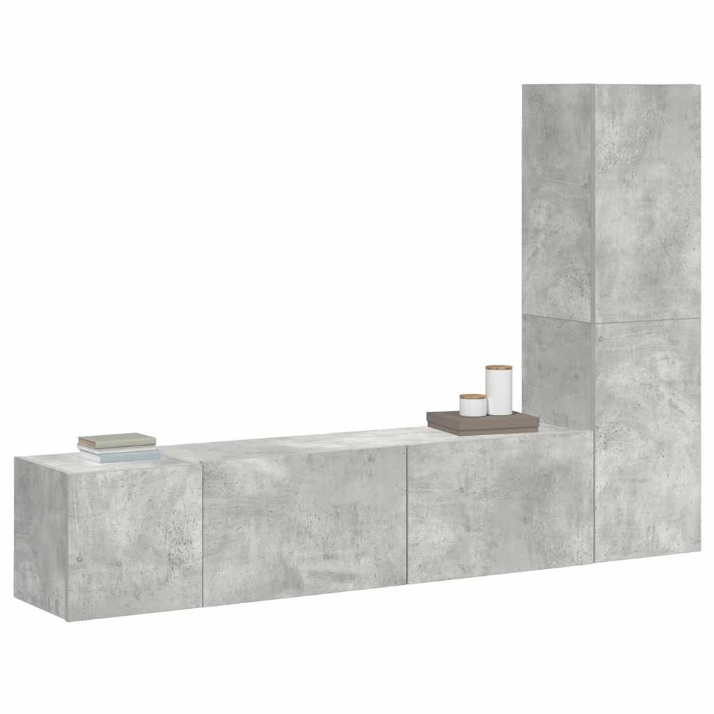 vidaXL Meuble TV 3 pcs. Gris béton Bois d'ingénierie