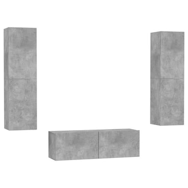 vidaXL Meuble TV 3 pcs. Gris béton Bois d'ingénierie