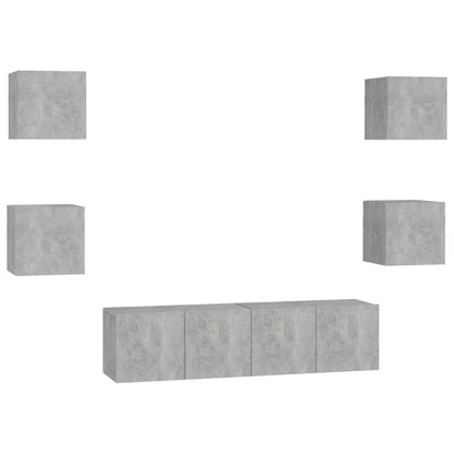 vidaXL Ensemble meuble TV 6 pcs Gris béton Aggloméré