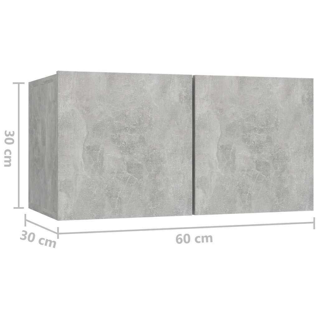 vidaXL 7-tlg. TV-Schrank-Set Betongrau Holzwerkstoff