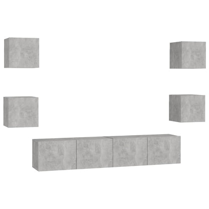 vidaXL Ensemble de 6 meubles TV gris béton, bois d'ingénierie