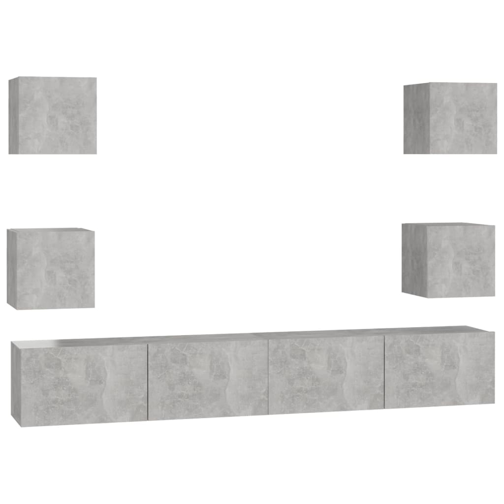 vidaXL Ensemble de 6 meubles TV gris béton, bois d'ingénierie