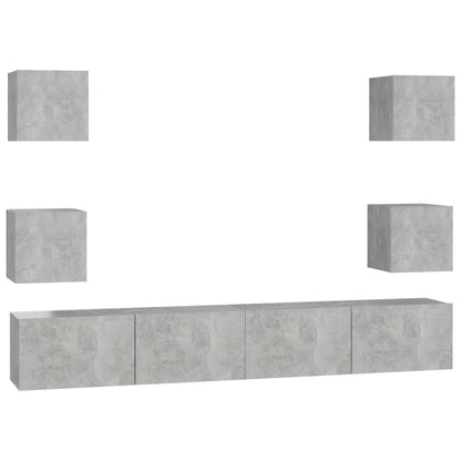 vidaXL Ensemble de 6 meubles TV gris béton, bois d'ingénierie