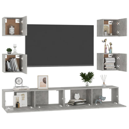 vidaXL Ensemble de 6 meubles TV gris béton, bois d'ingénierie