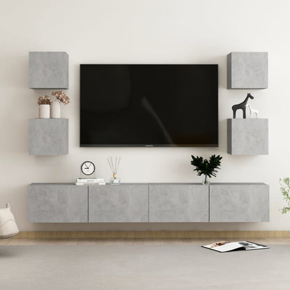 vidaXL Ensemble de 6 meubles TV gris béton, bois d'ingénierie