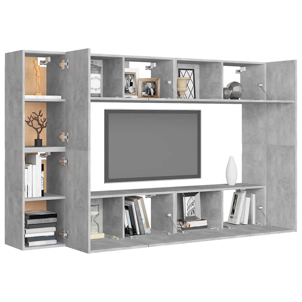 vidaXL Meuble TV 8 pcs Gris béton Aggloméré