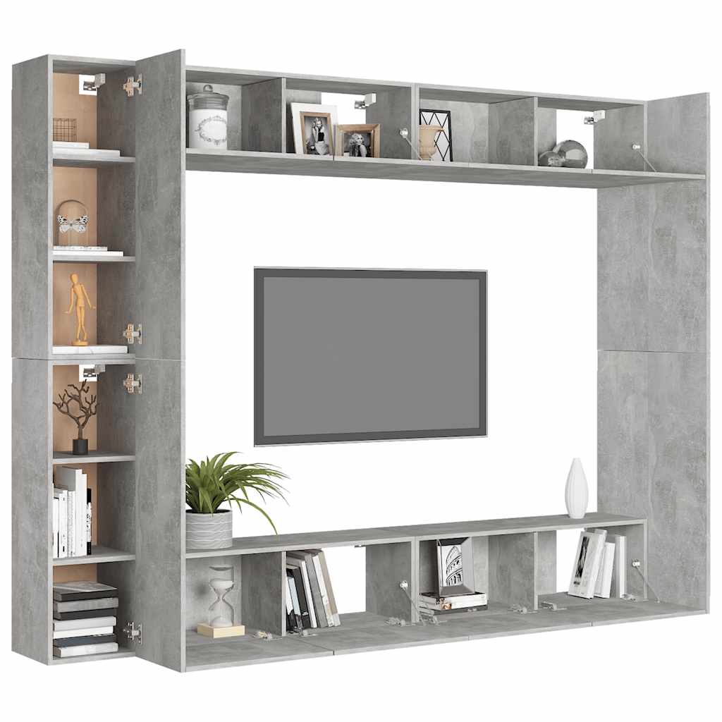 vidaXL Meuble TV 8 pcs Gris béton Aggloméré