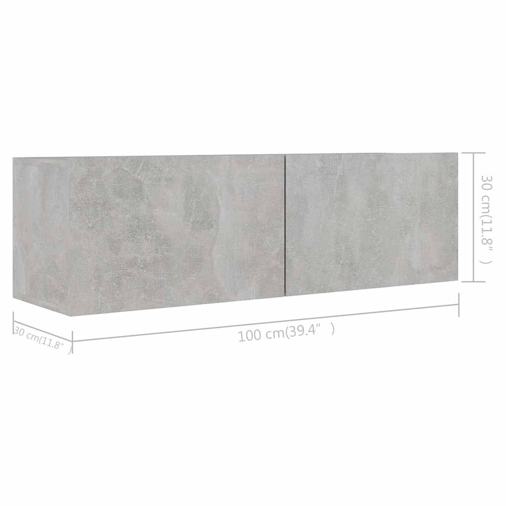vidaXL Meuble TV 8 pcs Gris béton Aggloméré