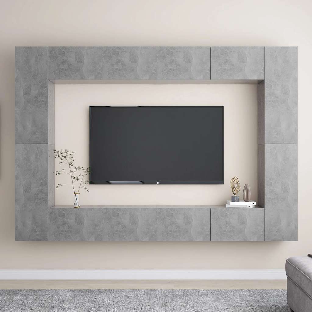 vidaXL Meuble TV 8 pcs Gris béton Aggloméré