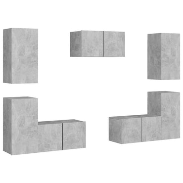 vidaXL Meuble TV 7 pcs Bois d'ingénierie Gris béton