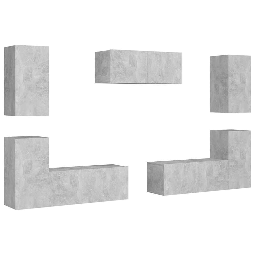 vidaXL Meuble TV 7 pcs Bois d'ingénierie Gris béton
