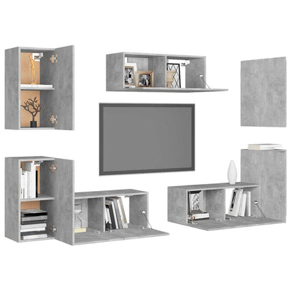 vidaXL Meuble TV 7 pcs Bois d'ingénierie Gris béton