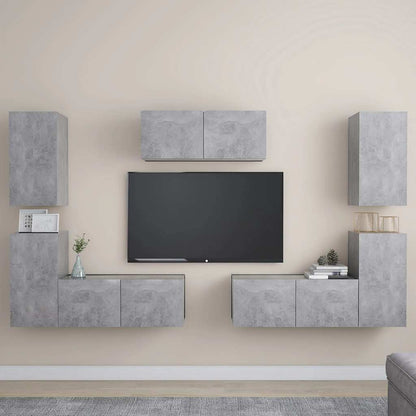 vidaXL Meuble TV 7 pcs Bois d'ingénierie Gris béton