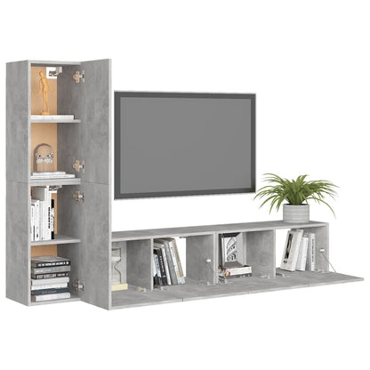 vidaXL Meuble TV 4 pcs Gris béton Aggloméré