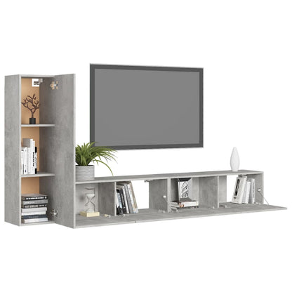 vidaXL Meuble TV 3 pcs. Gris béton Bois d'ingénierie