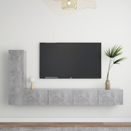 vidaXL Meuble TV 3 pcs. Gris béton Bois d'ingénierie