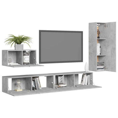 vidaXL Meuble TV 4 pcs Gris béton Aggloméré
