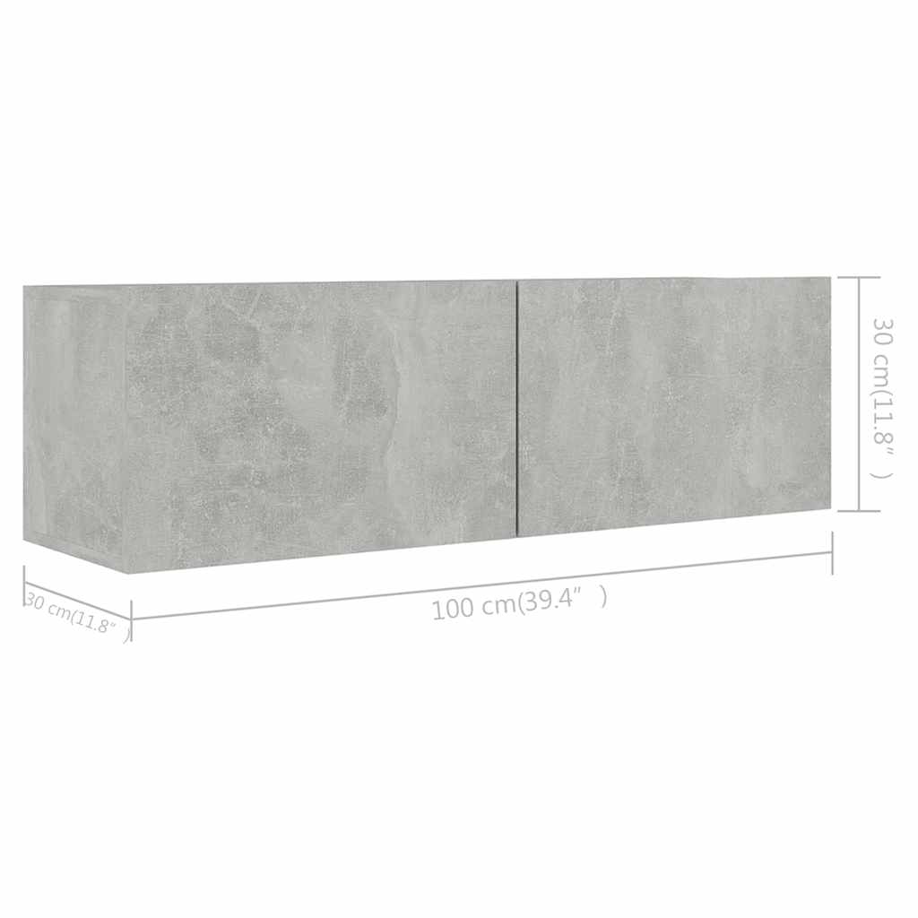 vidaXL Meuble TV 4 pcs Gris béton Aggloméré