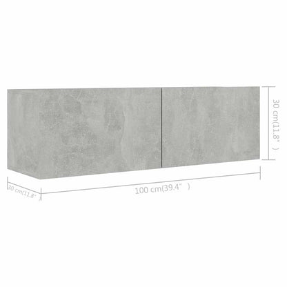 vidaXL Meuble TV 4 pcs Gris béton Aggloméré