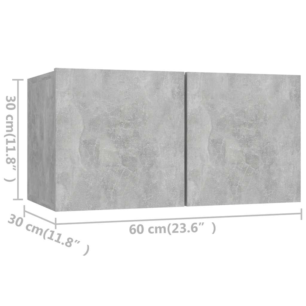 vidaXL Meuble TV 4 pcs Gris béton Aggloméré