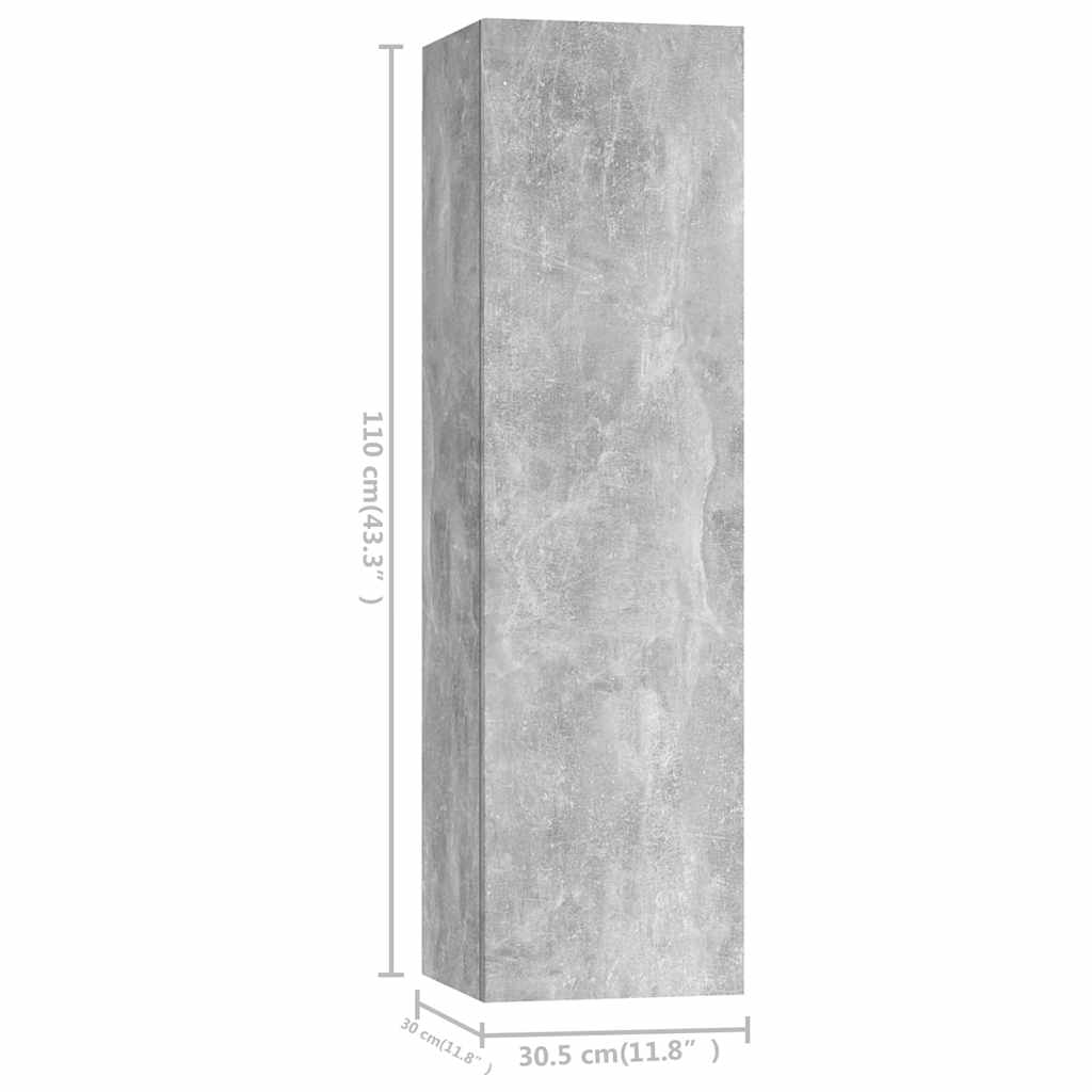 vidaXL Meuble TV 4 pcs Gris béton Aggloméré
