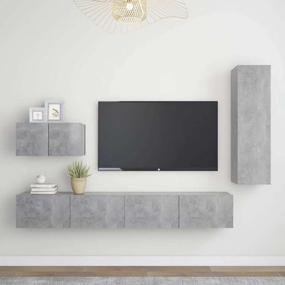 vidaXL Meuble TV 4 pcs Gris béton Aggloméré