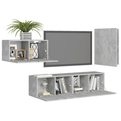 vidaXL Meuble TV 4 pcs Gris béton Aggloméré