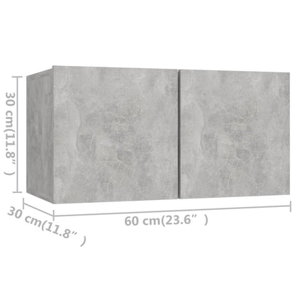 vidaXL Meuble TV 4 pcs Gris béton Aggloméré